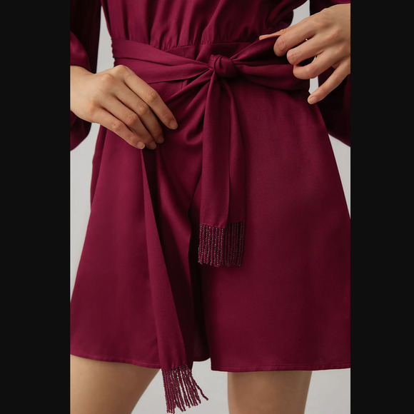NWT Farm Rio Bell-Sleeve Wine Romper - Small - Picture 3 of 5